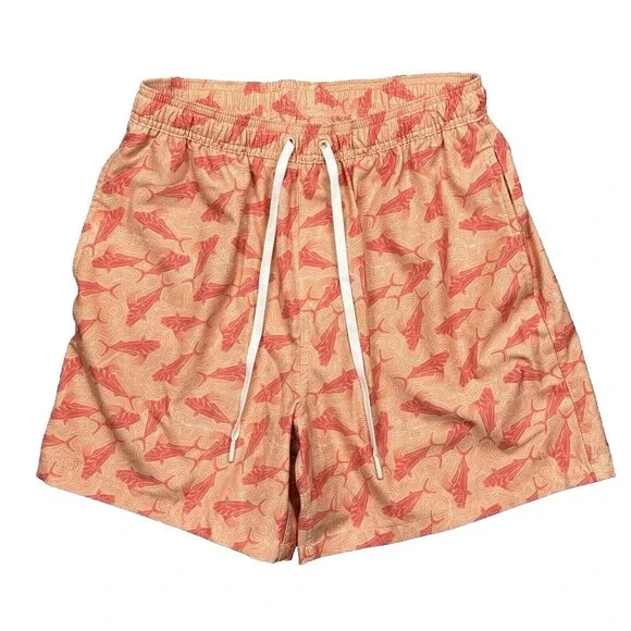 Huk Mens Orange Pursuit Volley Rooster Wake Mesh Liner Swim Trunks Size M - Picture 2 of 10